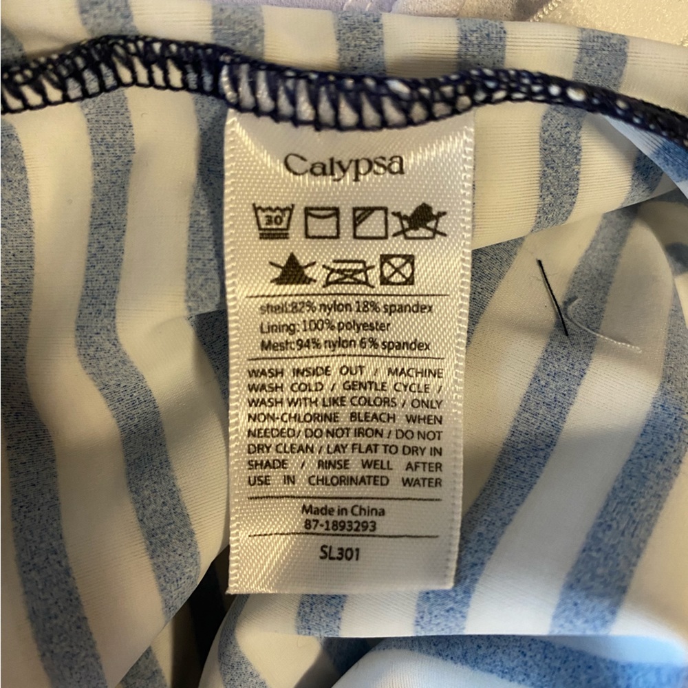 Calypsa by Modli Maya Swim Top Tankini White Navy Strip Large NWT - Picture 9 of 12
